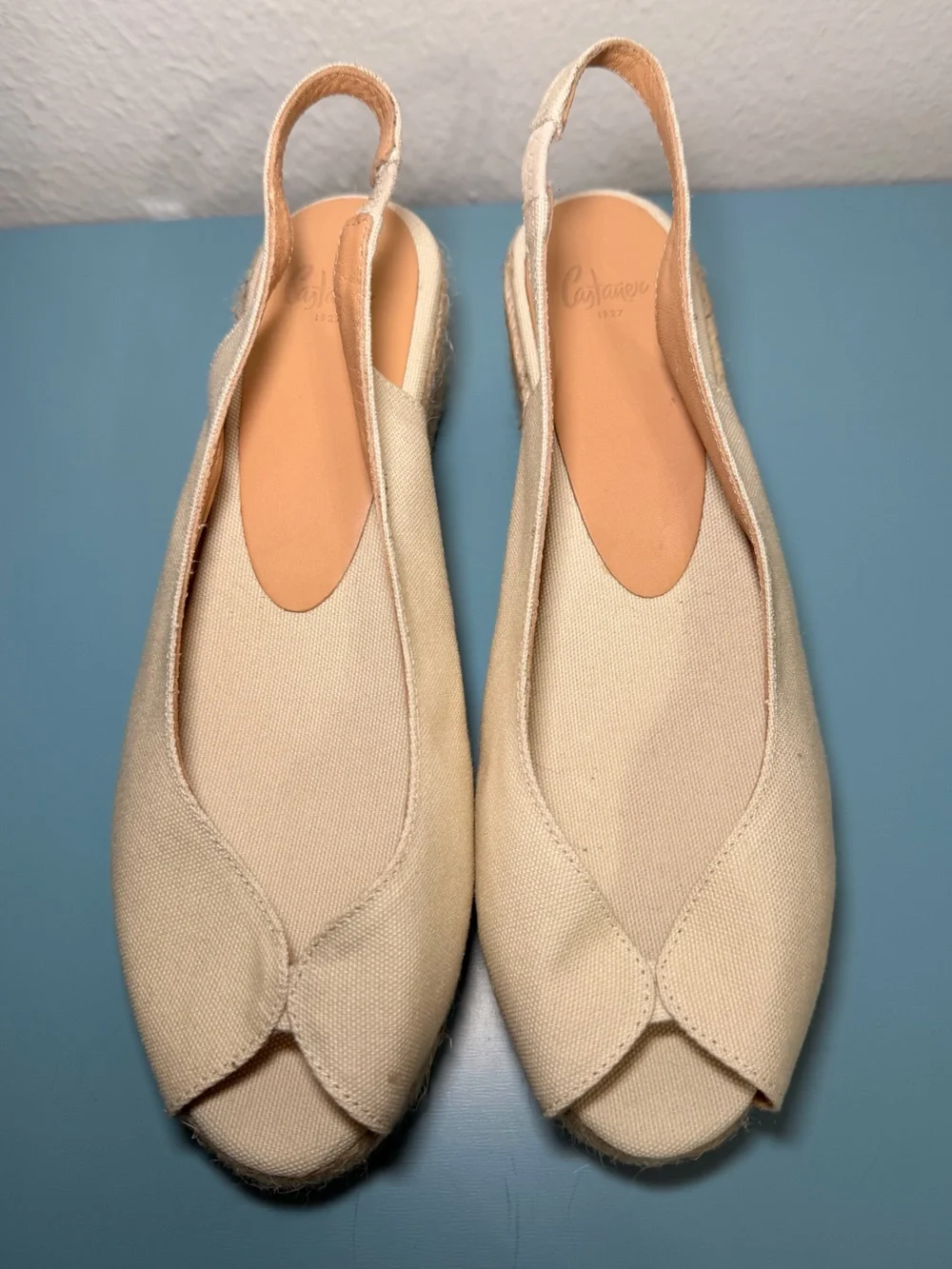 Women’s Cream Canvas Espadrille Slingback 2” Wedge - Size 39